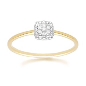 Diamond Pave Sq. Ring 9ct Yellow Gold