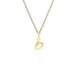 Alphabet Letter B Diamond pendant in 9ct Yellow Gold
