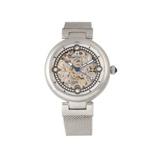 Empress Womens Adelaide Automatic Skeleton Mesh-Bracelet Watch – Silver Stainless Steel – One Size