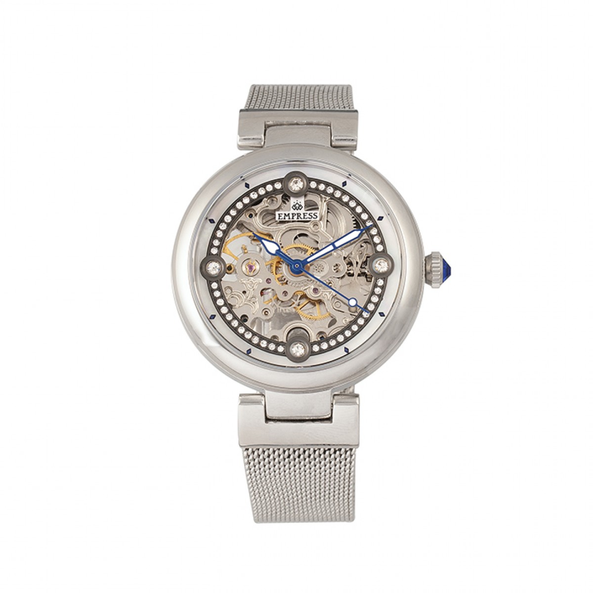 Empress Womens Adelaide Automatic Skeleton Mesh-Bracelet Watch - Silver Stainless Steel - One Size