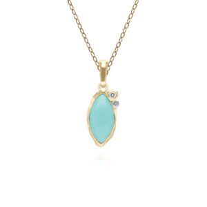 Abnormal Marquise Turquoise & Topaz Pendant In 18ct Gold Plated SterlIng Silver
