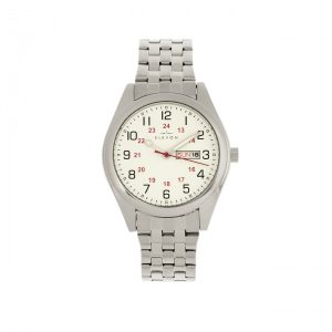 Elevon Mens Gann Bracelet Watch w/Day/Date – Silver Stainless Metal – One Measurement