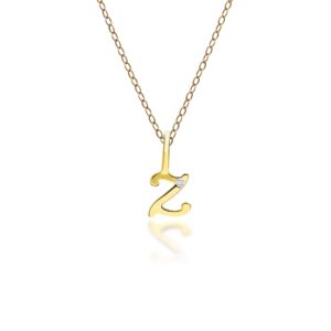 Alphabet Letter Z Diamond pendant in 9ct Yellow Gold