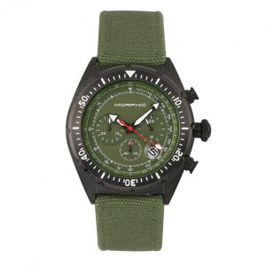 Morphic Mens M53 Sequence Chronograph Fiber-Weaved Leather-based-Band Watch w/Date – Olive Stainless Metal – One Measurement