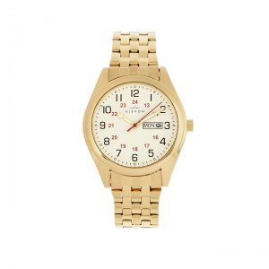 Elevon Mens Gann Bracelet Watch w/Day/Date – Gold Stainless Metal – One Measurement