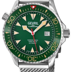 Gevril Mens Hudson Yards Swiss Automatic Green Watch – Silver – One Size