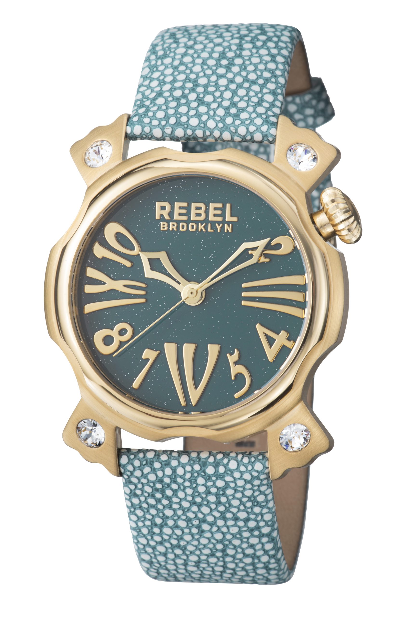 Rebel WoMens Coney Island Teal Dial Leather Watch - One Size