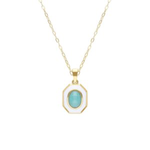Siberian Waltz White Teeth & Amazonite Pendant in Gold Plated Sterling Silver
