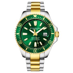 Stührling Mens Green Depthmaster Quartz 42mm – Silver – One Size