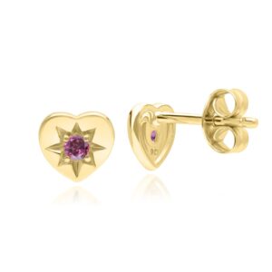ECFEW™ ‘The Liberator’ Rhodolite Middle Stud Earrings in 9ct Yellow Gold