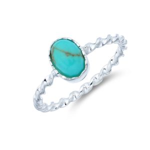 Sterling Silver Oval Blue Magnesite Twist Ring