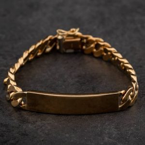 Pre-Owned 9ct Yellow Gold 7.5 Inch Curb Identity Bracelet 4107096