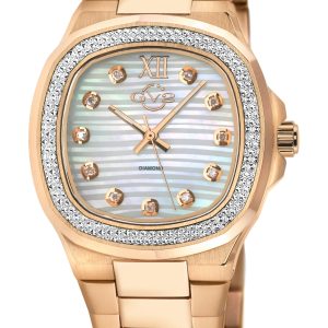 Gv2 Womens Potente Lady White MOP dial, 316L Stainless Steel IPRG Diamond Bracelet Swiss Quartz Watch – Gold – One Size