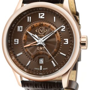 Gevril Womens GV2 Mens Giromondo Brown Dial Calfskin Leather-based Watch – One Dimension