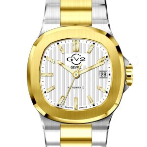 Gv2 Computerized Mens Potente White Dial Two Tone Gold Bracelet Watch – Silver & Gold – One Measurement
