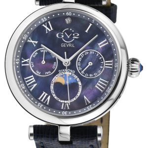 Gevril Womens GV2 Florence Blue Mom of Pearl Dial 12512.L Diamond Swiss Quartz Watch – One Dimension