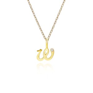 Alphabet Letter W Diamond pendant in 9ct Yellow Gold