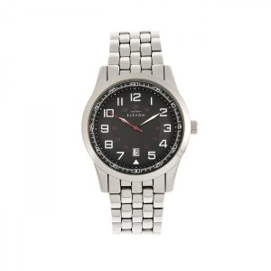 Elevon Mens Garrison Bracelet Watch w/Date – Black & Silver Stainless Steel – One Size