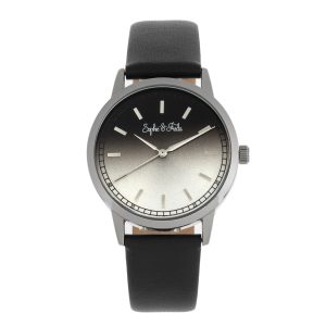 Sophie & Freda Womens and San Diego Leather-Band Watch – Black Stainless Steel – One Size