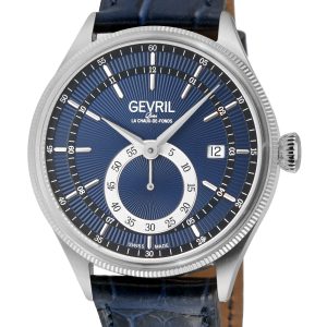 Gevril Mens Empire Italian Home made Blue Leather-based Swiss Automated ETA 2895 Watch – One Dimension