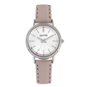 Sophie & Freda Womens Berlin Leather-Band Watch – Light Pink – One Size