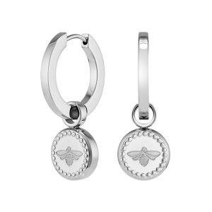 Olivia Burton Signature Bee Allure Silver Tone Hoop Earrings 24100336