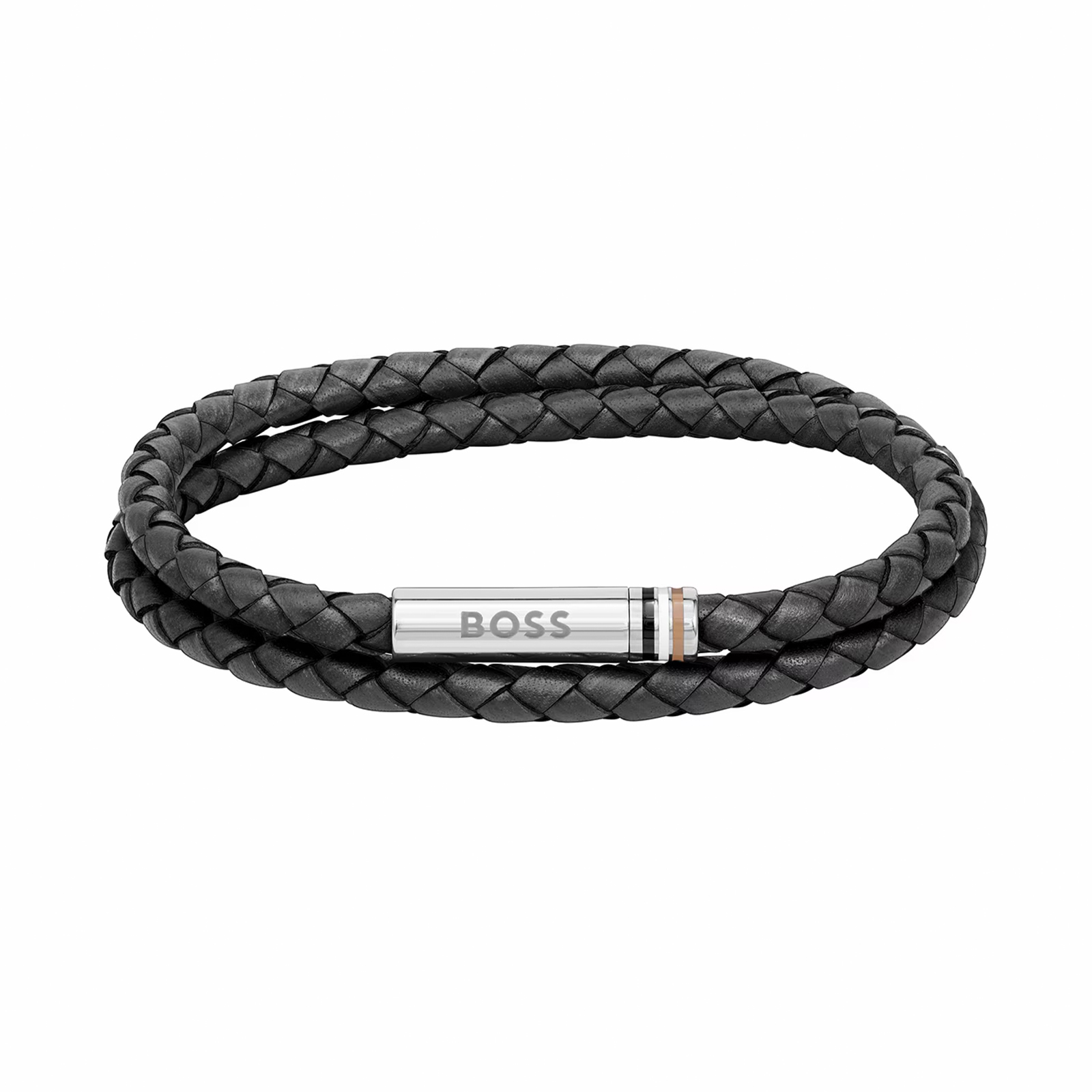 BOSS Ares Black Leather-based Mens Bracelet 1580489M