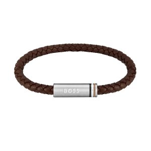 BOSS Ares Brown Braided Males’s Bracelet 1580623M