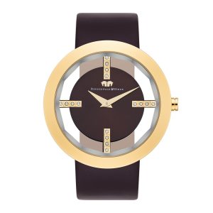 Rhodenwald & Söhne Womens Feminine Quartz Yellow Gold/Darkish Brown Authentic Leather-based Watch Stainless Metal (archived) – One Measurement