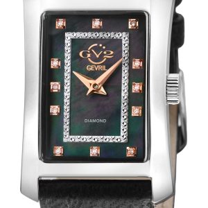 Gevril GV2 by means of Womens 14601 Luino Swiss Quartz Diamond White MOP Dial, Authentic Italian Leather-based Black Watch – One Dimension