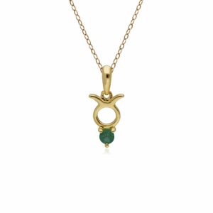 Emerald Taurus Zodiac Appeal Necklace in 9ct Yellow Gold