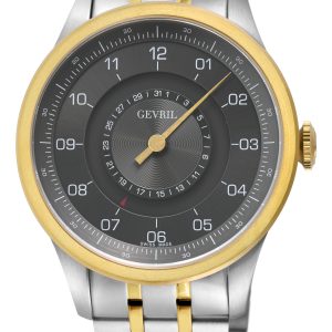 Gevril Mens Jones St. 2104 Swiss Automatic Sellita SW200 Watch – Silver & Gold Stainless Steel – One Size