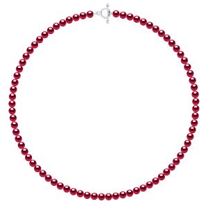 Ateliers Saint Germain Womens Necklace of Real Cultured Freshwater Pearls and Round 6-7 mm – Cherry Silver – One Size