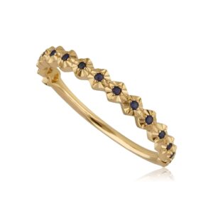 Part Eternity Sapphire Band Ring In 9ct Yellow Gold