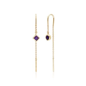 Micro Observation Amethyst Threader Earrings in 9ct Yellow Gold