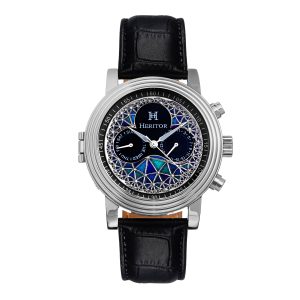 Heritor Automated Mens Legacy Leather-based-Band Watch w/Day/Date – Black & Silver Stainless Metal – One Measurement
