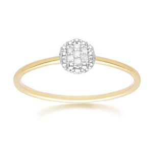 Diamond Pave Spherical Ring in 9ct Yellow Gold