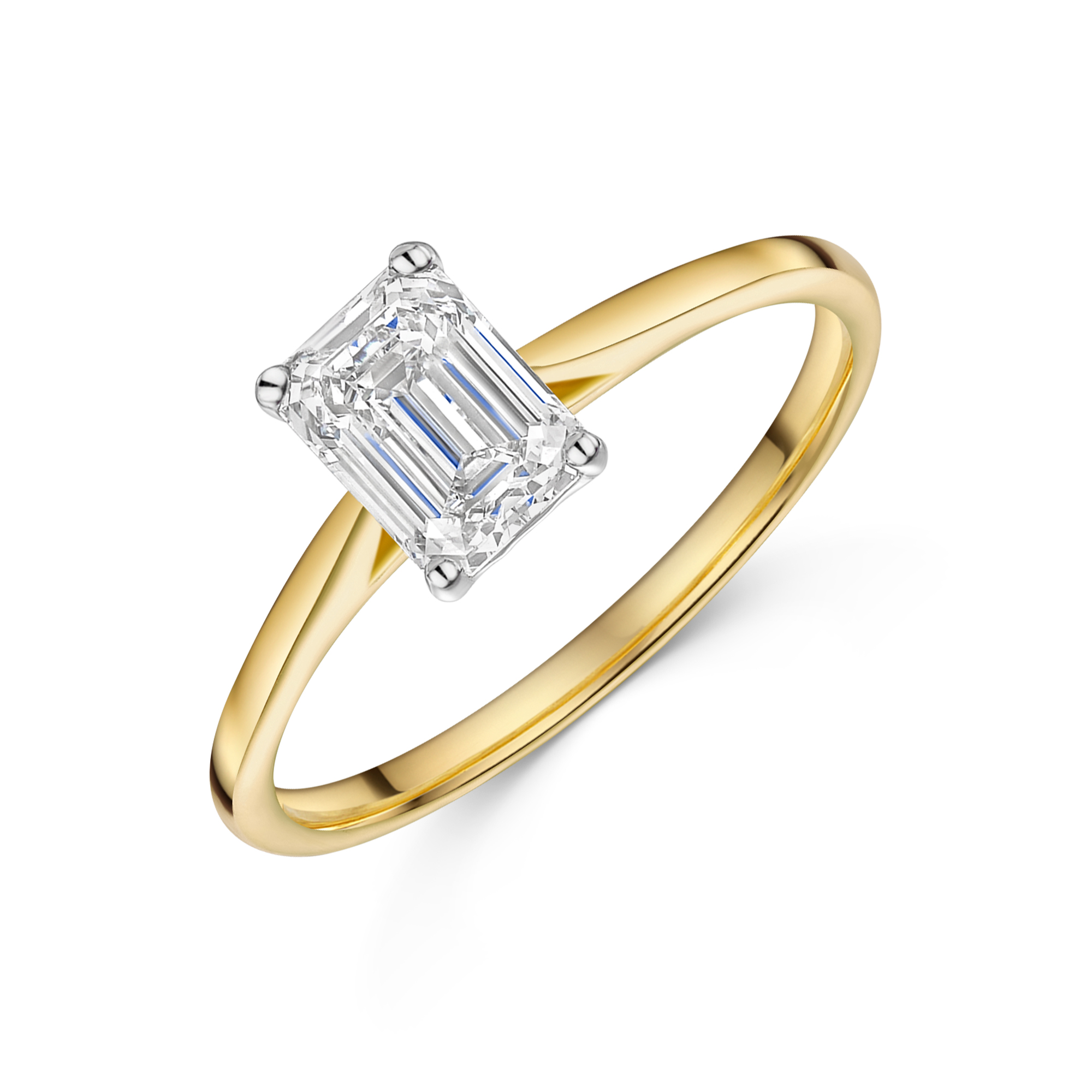 18ct Yellow Gold 1ct Emerald Lab Grown Diamond Solitaire