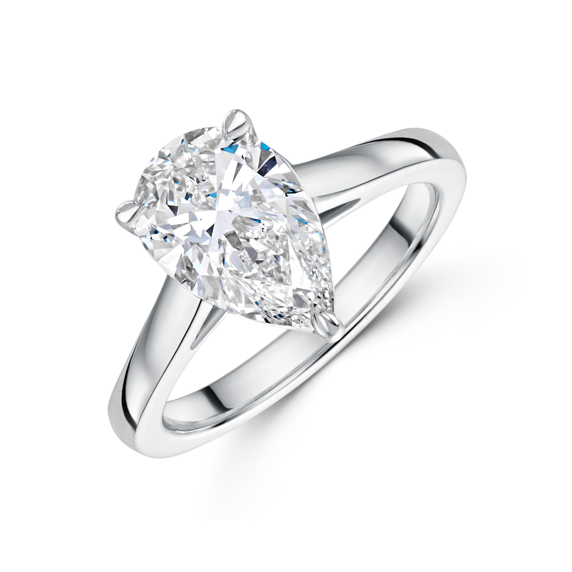 Platinum Lab Grown 2.00ct Pear Diamond Solitaire