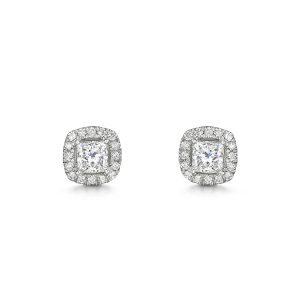 Platinum 1.50ct Princess Reduce Lab Diamond Halo Earrings