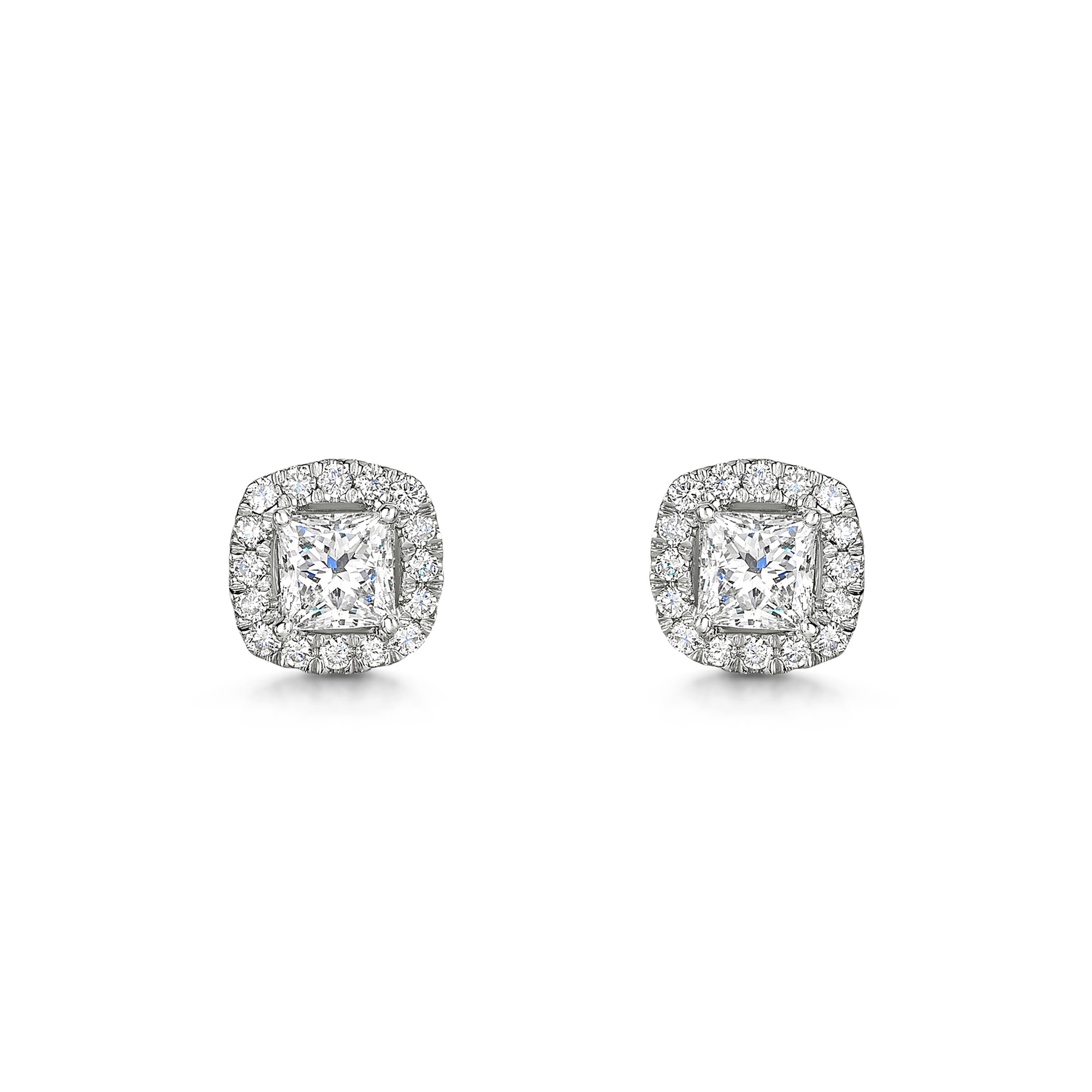 Platinum 1.50ct Princess Reduce Lab Diamond Halo Earrings