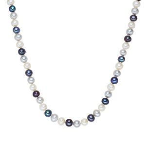 Valero Pearls Womens Feminine Contemporary Water Cultured Pearl(s) Necklace – Multicolour Sterling Silver – Measurement 50 cm