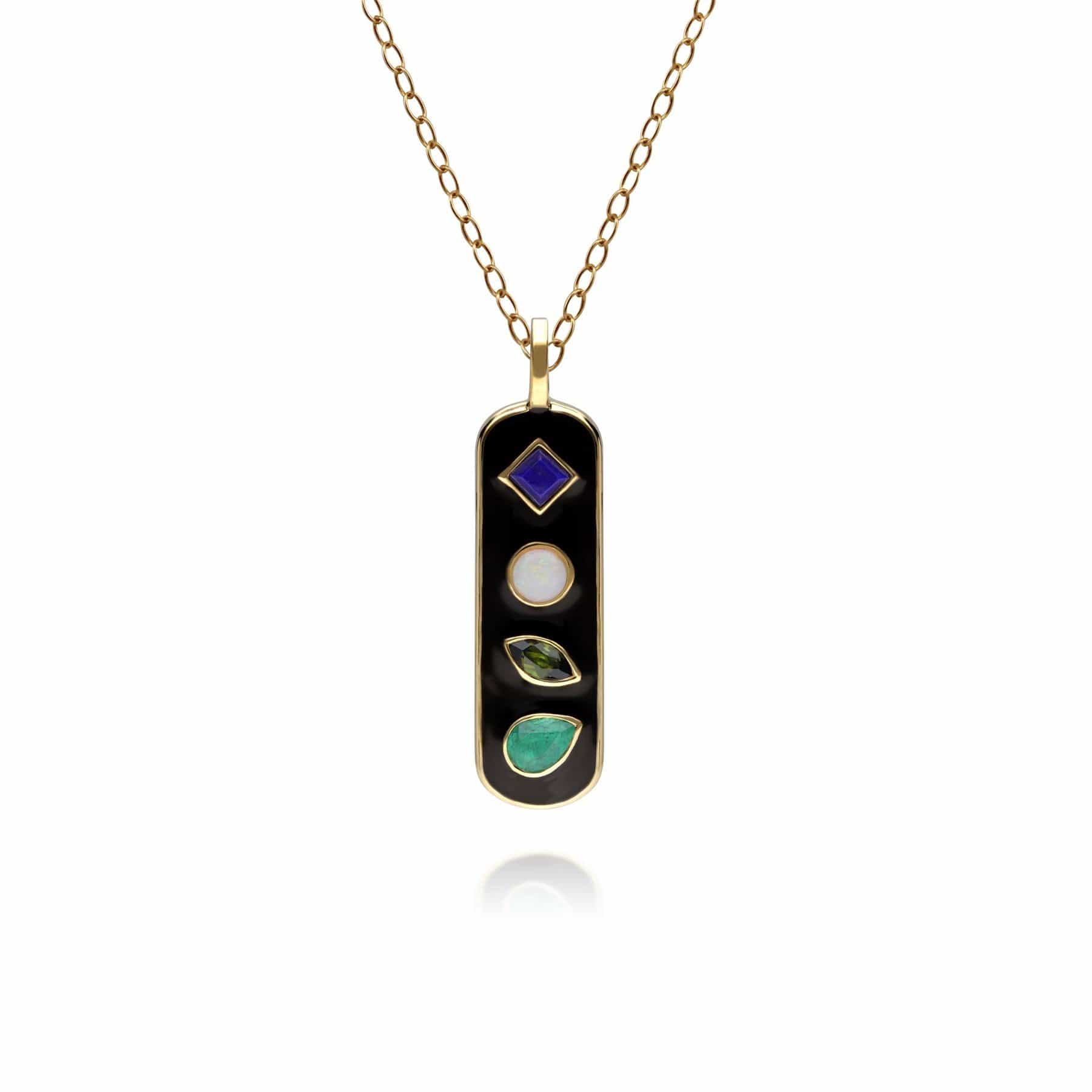 Coded Whispers Black Teeth 'Love' Acrostic Gemstone Pendant in Gold Plated Sterling Silver