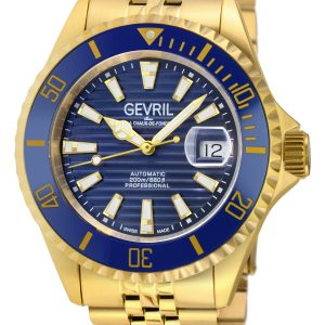 Gevril Mens Chamber Blue dial, IPYG Bracelet Watch – Gold Stainless Steel – One Size