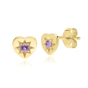ECFEW™ ‘The Liberator’ Amethyst Middle Stud Earrings in 9ct Yellow Gold