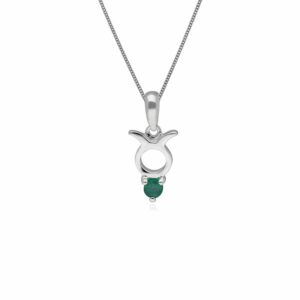 Emerald Taurus Zodiac Appeal Necklace in 9ct White Gold
