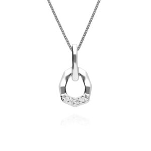 Diamond Pave Asymmetrical Pendant in 9ct White Gold
