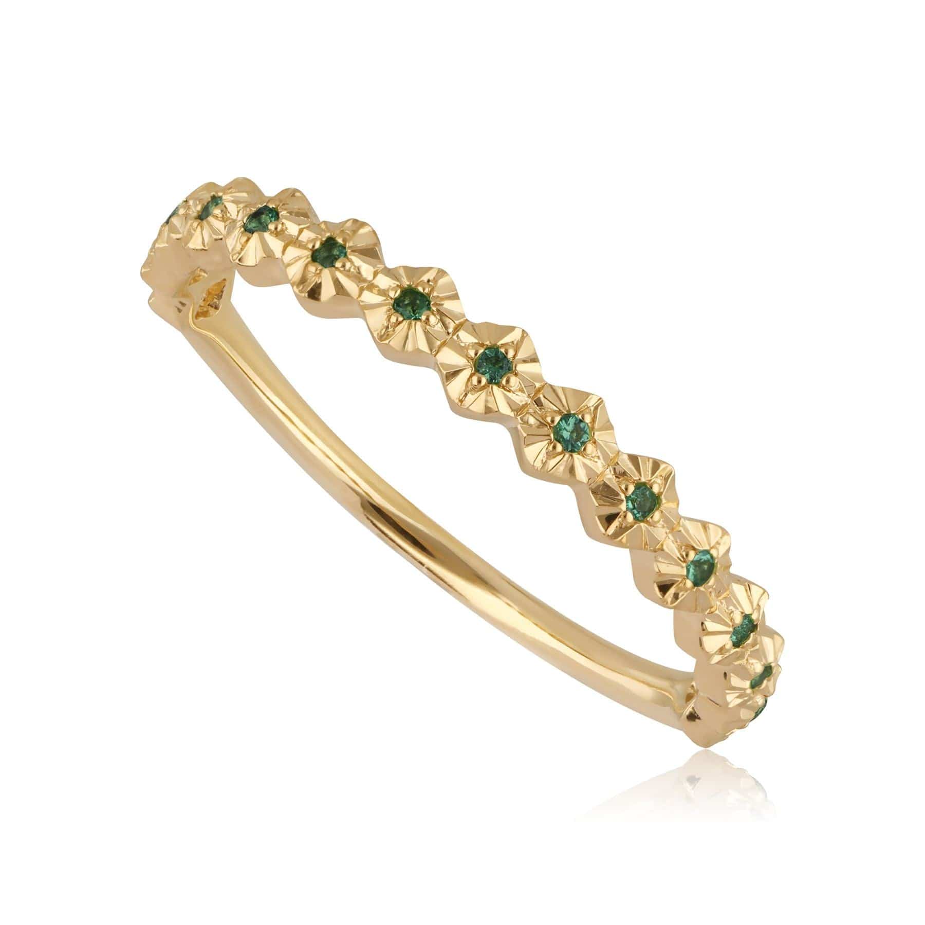 Part Eternity Emerald Band Ring In 9ct Yellow Gold