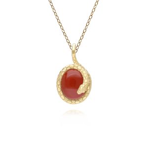 ECFEW™ Purple Jasper Winding Snake Pendant Necklace In Gold Plated Sterling Silver