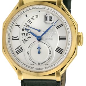 Gv2 Mens Marchese IPYG Case, Silver Dial, Authentic Italian Inexperienced Leather-based Strap – Black – One Dimension